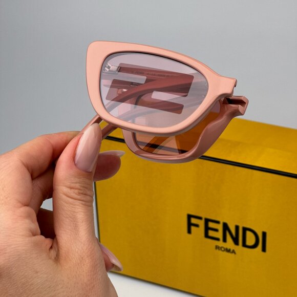 Fendi FE40089I 72U FOLDING BRAND NEW Sunglasses Shiny Pink Mirror Pattern Women